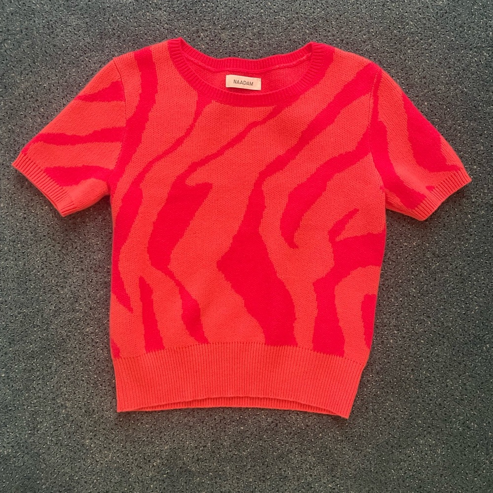 NAADAM Red and Pink Crew Neck Sweater